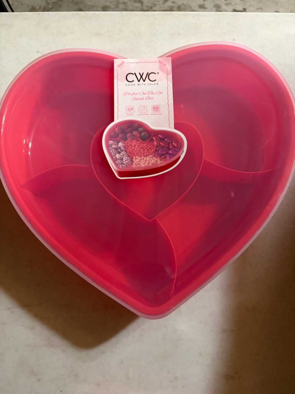 CWC Heart-Shaped Snack Box in Bright Red